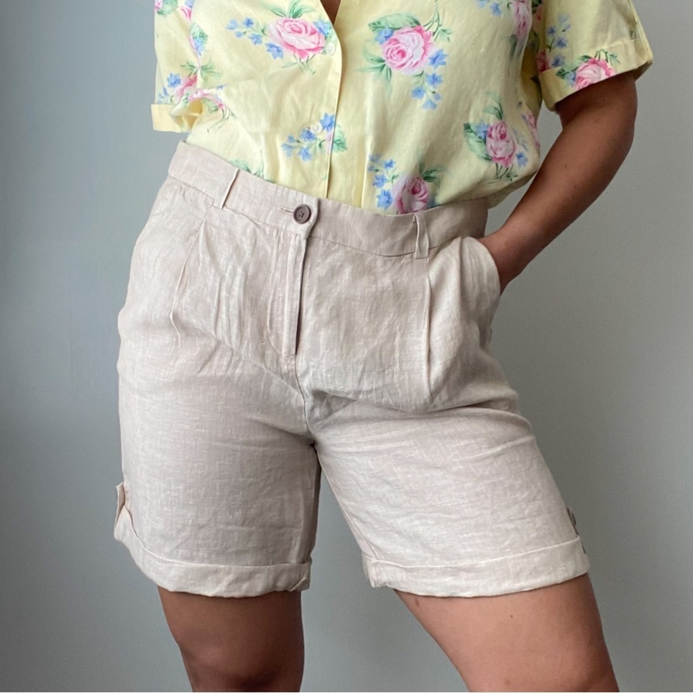 NWT Jones New York 100% Linen Lagenlook Bermuda Shorts 10